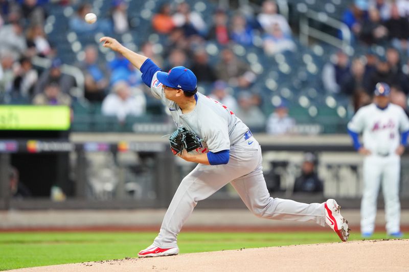 Apr 30, 2024; New York City, New York, USA; Chicago Cubs pitcher Javier Assad (72) delivers a pitch against the New York Mets during the first inning at Citi Field. Mandatory Credit: Gregory Fisher-USA TODAY Sports