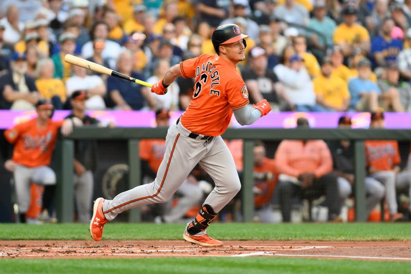 Aug 12, 2023; Seattle, Washington, USA; Baltimore Orioles designated hitter Ryan Mountcastle (6) hits a single against the Seattle Mariners during the second inning at T-Mobile Park. Mandatory Credit: Steven Bisig-USA TODAY Sports