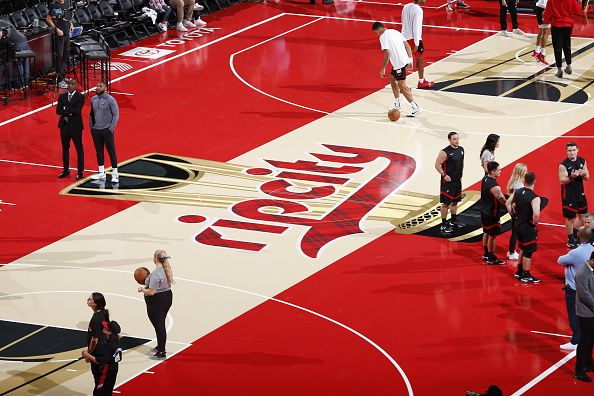 PORTLAND, OR - NOVEMBER 3: An overall view of the Portland Trail Blazers In Season Tournament court before the game against the Memphis Grizzlies on November 3, 2023 at the Moda Center Arena in Portland, Oregon. NOTE TO USER: User expressly acknowledges and agrees that, by downloading and or using this photograph, user is consenting to the terms and conditions of the Getty Images License Agreement. Mandatory Copyright Notice: Copyright 2023 NBAE (Photo by Cameron Browne/NBAE via Getty Images)