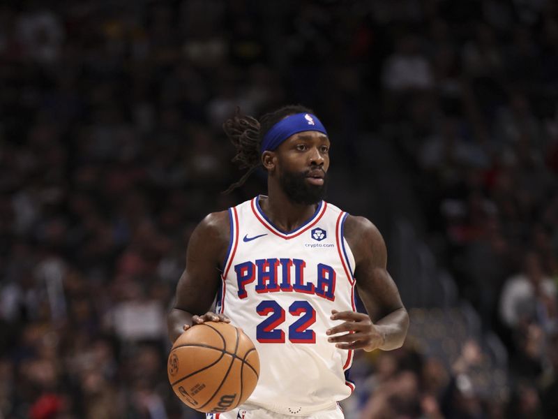 DENVER, COLORADO - JANUARY 27: Patrick Beverley #22 of the Philadelphia 76ers dribbles during the first half of the game between the Denver Nuggets and the Philadelphia 76ers at Ball Arena on January 27, 2024 in Denver, Colorado. NOTE TO USER: User expressly acknowledges and agrees that, by downloading and or using this photograph, User is consenting to the terms and conditions of the Getty Images License Agreement. (Photo by Justin Tafoya/Getty Images)