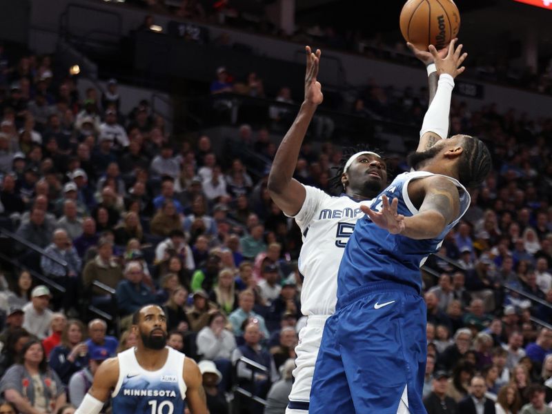 MINNEAPOLIS, MN -  FEBRUARY 28:  Vince Williams Jr. #5 of the Memphis Grizzlies shoots the ball during the game against the Minnesota Timberwolves on February 28, 2024 at Target Center in Minneapolis, Minnesota. NOTE TO USER: User expressly acknowledges and agrees that, by downloading and or using this Photograph, user is consenting to the terms and conditions of the Getty Images License Agreement. Mandatory Copyright Notice: Copyright 2024 NBAE (Photo by Jordan Johnson/NBAE via Getty Images)