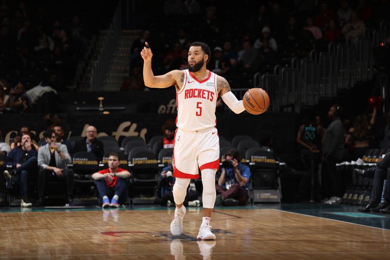 WASHINGTON, DC -? MARCH 19: Fred VanVleet #5 of the Houston Rockets dribbles the ball during the game against the Washington Wizards on March 19, 2024 at Capital One Arena in Washington, DC. NOTE TO USER: User expressly acknowledges and agrees that, by downloading and or using this Photograph, user is consenting to the terms and conditions of the Getty Images License Agreement. Mandatory Copyright Notice: Copyright 2024 NBAE (Photo by Stephen Gosling/NBAE via Getty Images)