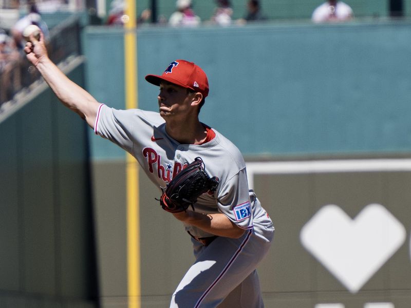 Mar 11, 2025; Fort Myers, Florida, USA; Phillies pitcher Mick Abel (73) in the second inning of their game with the Boston Red Sox at JetBlue Park at Fenway South. Mandatory Credit: Chris Tilley-Imagn Images