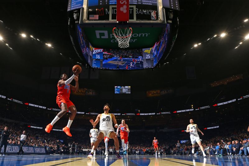 OKLAHOMA CITY, OK - DECEMBER 3: Jalen Williams #8 of the Oklahoma City Thunder drives to the basket during the game against the Utah Jazz during the Emirates NBA Cup game on on December 3, 2024 at Paycom Center in Oklahoma City, Oklahoma. NOTE TO USER: User expressly acknowledges and agrees that, by downloading and or using this photograph, User is consenting to the terms and conditions of the Getty Images License Agreement. Mandatory Copyright Notice: Copyright 2024 NBAE (Photo by Zach Beeker/NBAE via Getty Images)