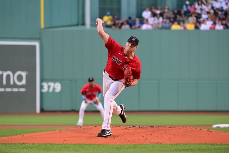 Jun 28, 2024; Boston, Massachusetts, USA; Boston Red Sox starting pitcher Nick Pivetta (37) pitches against the San Diego Padres during the first inning at Fenway Park. Mandatory Credit: Eric Canha-USA TODAY Sports
