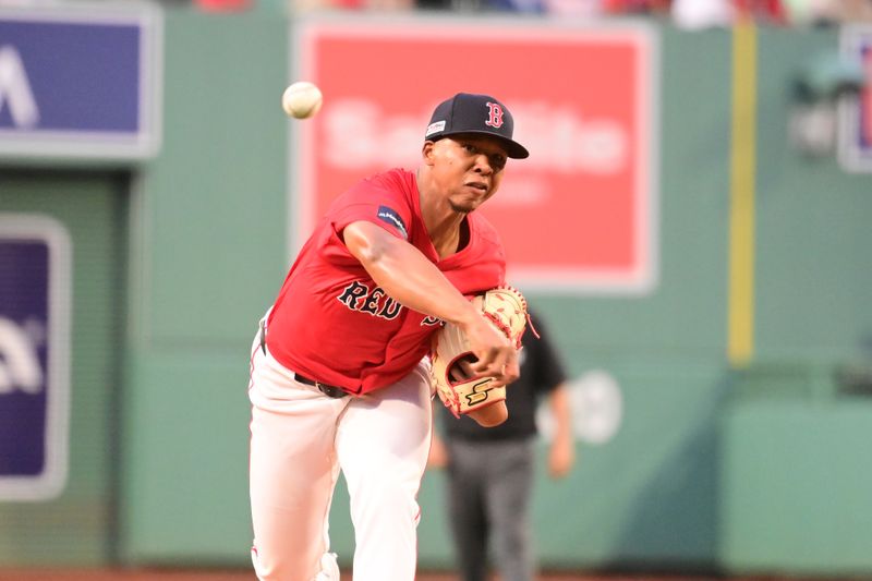 Jun 14, 2024; Boston, Massachusetts, USA; Boston Red Sox starting pitcher Brayan Bello (66) pitches against the New York Yankees during the first inning at Fenway Park. Mandatory Credit: Eric Canha-USA TODAY Sports