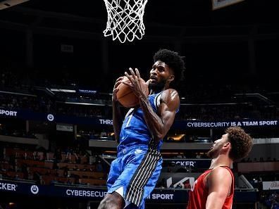 ORLANDO, FL - OCTOBER 25: Jonathan Isaac #1 of the Orlando Magic rebounds the ball during the game against the Houston Rockets on October 25, 2023 at Amway Center in Orlando, Florida. NOTE TO USER: User expressly acknowledges and agrees that, by downloading and or using this photograph, User is consenting to the terms and conditions of the Getty Images License Agreement. Mandatory Copyright Notice: Copyright 2023 NBAE (Photo by Fernando Medina/NBAE via Getty Images)