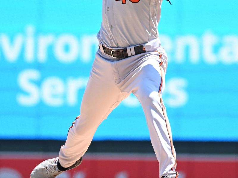 Jul 9, 2023; Minneapolis, Minnesota, USA; Baltimore Orioles starting pitcher Kyle Gibson (48) throws a pitch against the Minnesota Twins during the first inning at Target Field. Mandatory Credit: Jeffrey Becker-USA TODAY Sports