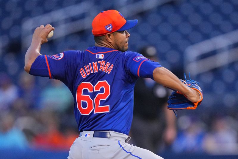 Feb 29, 2024; West Palm Beach, Florida, USA;  New York Mets starting pitcher Jose Quintana (62) pitches in the first inning against the Houston Astros at The Ballpark of the Palm Beaches. Mandatory Credit: Jim Rassol-USA TODAY Sports