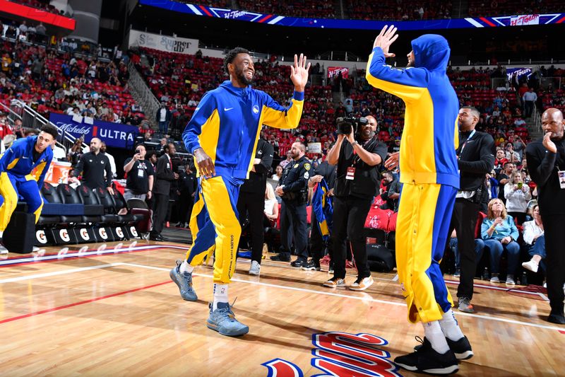 HOUSTON, TX - APRIL 4: Andrew Wiggins #22 of the Golden State Warriors is introduced before the game against the Houston Rockets on April 4, 2024 at the Toyota Center in Houston, Texas. NOTE TO USER: User expressly acknowledges and agrees that, by downloading and or using this photograph, User is consenting to the terms and conditions of the Getty Images License Agreement. Mandatory Copyright Notice: Copyright 2024 NBAE (Photo by Logan Riely/NBAE via Getty Images)