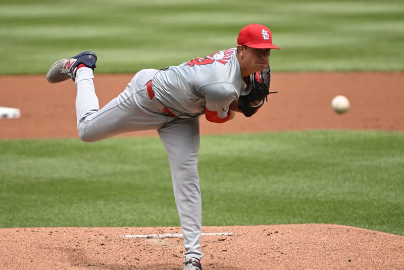 Jul 7, 2024; Washington, District of Columbia, USA; St. Louis Cardinals starting pitcher Kyle Gibson (44) throws a pitch against the Washington Nationals during the first inning at Nationals Park. Mandatory Credit: Rafael Suanes-USA TODAY Sports