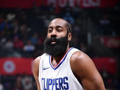 LOS ANGELES, CA - DECEMBER 11: James Harden #1 of the LA Clippers shoots a free throw during the game against the Portland Trail Blazers on December 11, 2023 at Crypto.Com Arena in Los Angeles, California. NOTE TO USER: User expressly acknowledges and agrees that, by downloading and/or using this Photograph, user is consenting to the terms and conditions of the Getty Images License Agreement. Mandatory Copyright Notice: Copyright 2023 NBAE (Photo by Adam Pantozzi/NBAE via Getty Images)