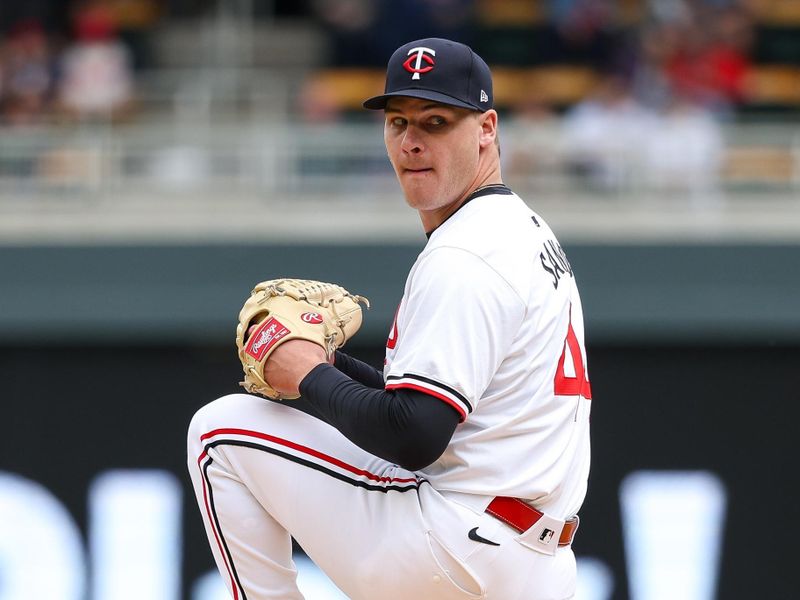 May 16, 2024; Minneapolis, Minnesota, USA; Minnesota Twins relief pitcher Cole Sands (44) delivers a pitch against the New York Yankees during the seventh inning at Target Field. Mandatory Credit: Matt Krohn-USA TODAY Sports