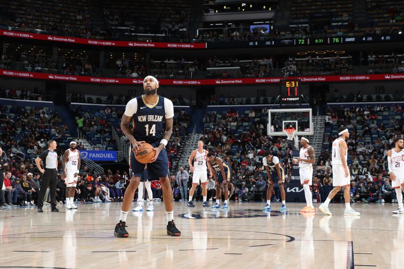 NEW ORLEANS, LA - DECEMBER 5: Brandon Ingram #14 of the New Orleans Pelicans free throw during the game against the Phoenix Suns on December 5, 2024 at the Smoothie King Center in New Orleans, Louisiana. NOTE TO USER: User expressly acknowledges and agrees that, by downloading and or using this Photograph, user is consenting to the terms and conditions of the Getty Images License Agreement. Mandatory Copyright Notice: Copyright 2024 NBAE (Photo by Layne Murdoch Jr./NBAE via Getty Images)