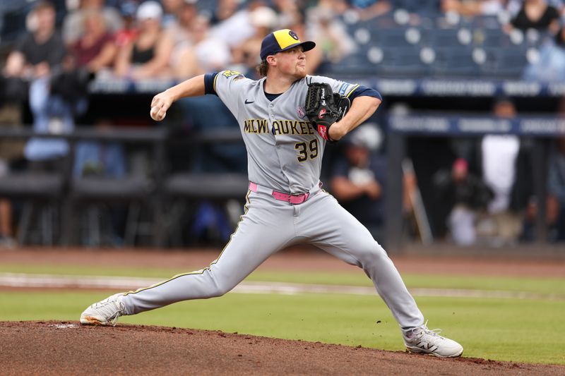 May 11, 2025; Tampa, Florida, USA; Milwaukee Brewers starting pitcher Chad Patrick (39) throws a pitch against the Tampa Bay Rays in the first inning at George M. Steinbrenner Field. Mandatory Credit: Nathan Ray Seebeck-Imagn Images