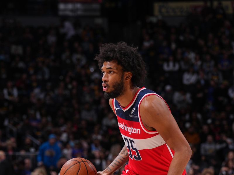 DENVER, CO - FEBRUARY 22: Marvin Bagley III #35 of the Washington Wizards handles the ball during the game against the Denver Nuggets on February 22, 2024 at the Ball Arena in Denver, Colorado. NOTE TO USER: User expressly acknowledges and agrees that, by downloading and/or using this Photograph, user is consenting to the terms and conditions of the Getty Images License Agreement. Mandatory Copyright Notice: Copyright 2024 NBAE (Photo by Bart Young/NBAE via Getty Images)