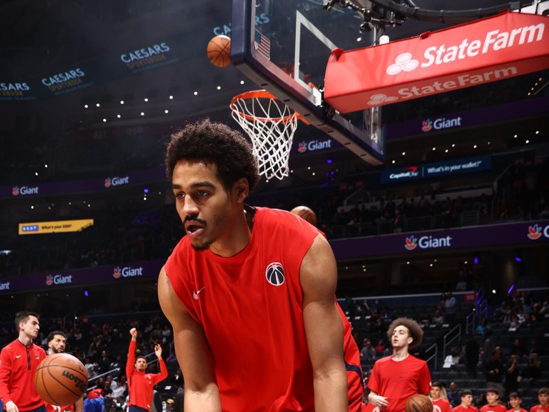 WASHINGTON, DC -? MARCH 31: Jordan Poole #13 of the Washington Wizards warms up before the game against the Miami Heat on March 31, 2024 at Capital One Arena in Washington, DC. NOTE TO USER: User expressly acknowledges and agrees that, by downloading and or using this Photograph, user is consenting to the terms and conditions of the Getty Images License Agreement. Mandatory Copyright Notice: Copyright 2024 NBAE (Photo by Kenny Giarla/NBAE via Getty Images)