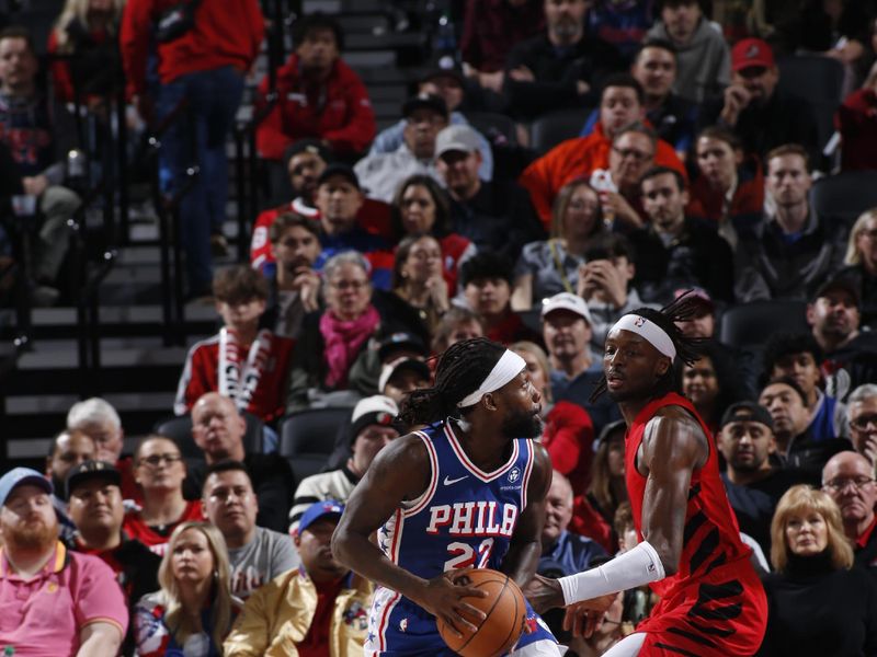 PORTLAND, OR - JANUARY 29: Patrick Beverley #22 of the Philadelphia 76ers handles the ball during the game against the Portland Trail Blazers on January 29, 2024 at the Moda Center Arena in Portland, Oregon. NOTE TO USER: User expressly acknowledges and agrees that, by downloading and or using this photograph, user is consenting to the terms and conditions of the Getty Images License Agreement. Mandatory Copyright Notice: Copyright 2024 NBAE (Photo by Cameron Browne/NBAE via Getty Images)