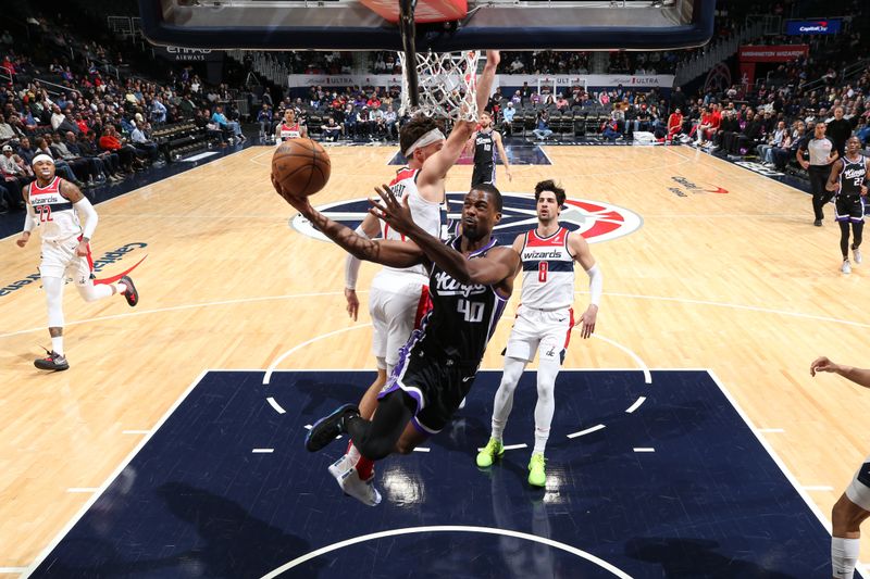 WASHINGTON, DC -? MARCH 21: Harrison Barnes #40 of the Sacramento Kings drives to the basket during the game against the Washington Wizards on March 21, 2024 at Capital One Arena in Washington, DC. NOTE TO USER: User expressly acknowledges and agrees that, by downloading and or using this Photograph, user is consenting to the terms and conditions of the Getty Images License Agreement. Mandatory Copyright Notice: Copyright 2024 NBAE (Photo by Stephen Gosling/NBAE via Getty Images)