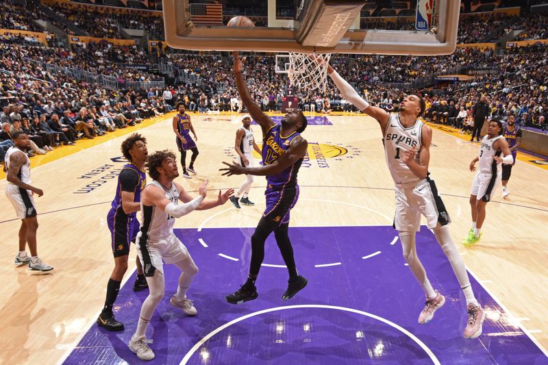 LOS ANGELES, CA - FEBRUARY 23: Taurean Prince #12 of the Los Angeles Lakers drives to the basket during the game against the San Antonio Spurs on Feburary 23, 2024 at Crypto.Com Arena in Los Angeles, California. NOTE TO USER: User expressly acknowledges and agrees that, by downloading and/or using this Photograph, user is consenting to the terms and conditions of the Getty Images License Agreement. Mandatory Copyright Notice: Copyright 2024 NBAE (Photo by Andrew D. Bernstein/NBAE via Getty Images)