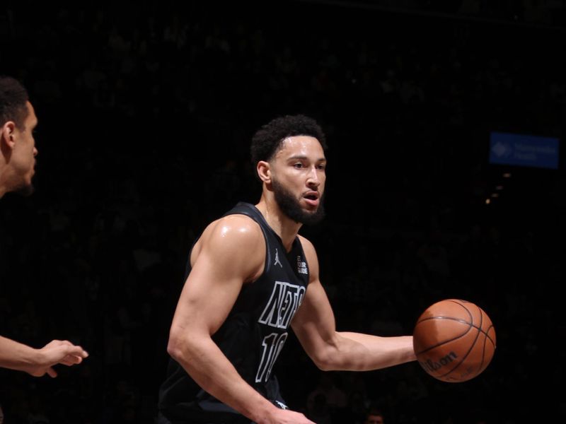 BROOKLYN, NY - FEBRUARY 5: Ben Simmons #10 of the Brooklyn Nets dribbles the ball during the game against the Washington Wizards on February 5, 2025 at Barclays Center in Brooklyn, New York. NOTE TO USER: User expressly acknowledges and agrees that, by downloading and or using this Photograph, user is consenting to the terms and conditions of the Getty Images License Agreement. Mandatory Copyright Notice: Copyright 2025 NBAE (Photo by Nathaniel S. Butler/NBAE via Getty Images)