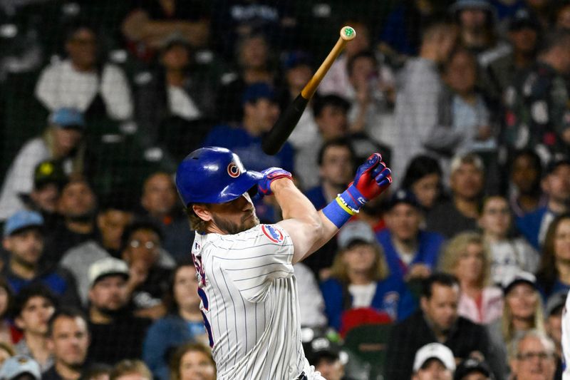 oMay 16, 2024; Chicago, Illinois, USA;  Chicago Cubs outfielder Patrick Wisdom (16) loses his bat while batting against the Pittsburgh Pirates during the ninth inning at Wrigley Field. Mandatory Credit: Matt Marton-USA TODAY Sports