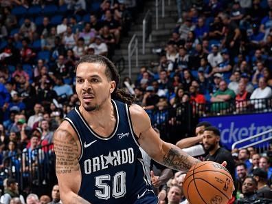 ORLANDO, FL - NOVEMBER 21: Cole Anthony #50 of the Orlando Magic dribbles the ball during the game against the Toronto Raptors during the In-Season Tournament on November 21, 2023 at Amway Center in Orlando, Florida. NOTE TO USER: User expressly acknowledges and agrees that, by downloading and or using this photograph, User is consenting to the terms and conditions of the Getty Images License Agreement. Mandatory Copyright Notice: Copyright 2023 NBAE (Photo by Fernando Medina/NBAE via Getty Images)