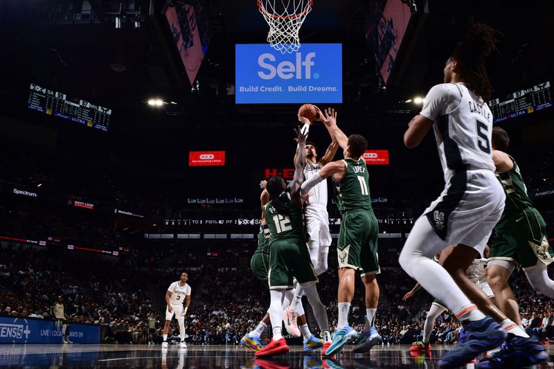 SAN ANTONIO, TX - JANUARY 31:  Victor Wembanyama #1 of the San Antonio Spurs shoots the ball during the game against the Milwaukee Bucks on January 31, 2025 at the Frost Bank Center in San Antonio, Texas. NOTE TO USER: User expressly acknowledges and agrees that, by downloading and or using this photograph, user is consenting to the terms and conditions of the Getty Images License Agreement. Mandatory Copyright Notice: Copyright 2025 NBAE (Photos by Garrett Ellwood/NBAE via Getty Images)