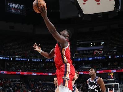 NEW ORLEANS, LA - NOVEMBER 20: Zion Williamson #1 of the New Orleans Pelicans goes to the basket during the game on November 20, 2023 at the Smoothie King Center in New Orleans, Louisiana. NOTE TO USER: User expressly acknowledges and agrees that, by downloading and or using this Photograph, user is consenting to the terms and conditions of the Getty Images License Agreement. Mandatory Copyright Notice: Copyright 2023 NBAE (Photo by Layne Murdoch Jr/NBAE via Getty Images)