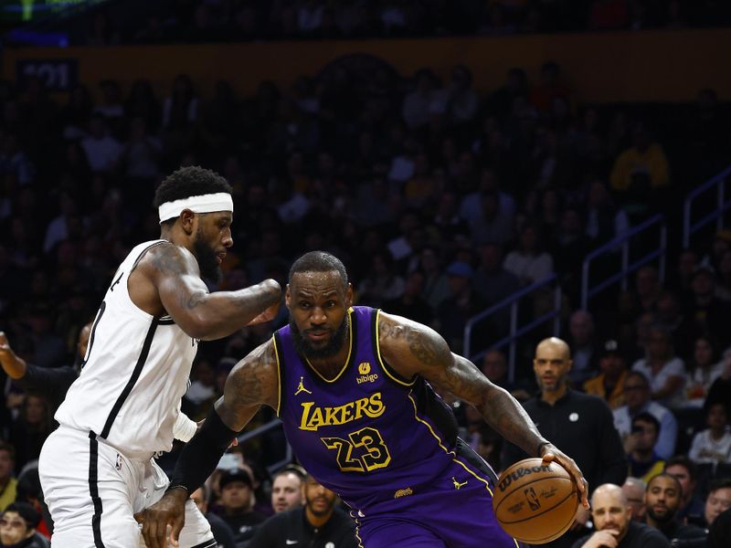 LOS ANGELES, CALIFORNIA - JANUARY 19:  LeBron James #23 of the Los Angeles Lakers in the first half at Crypto.com Arena on January 19, 2024 in Los Angeles, California.  NOTE TO USER: User expressly acknowledges and agrees that, by downloading and/or using this photograph, user is consenting to the terms and conditions of the Getty Images License Agreement.  (Photo by Ronald Martinez/Getty Images)