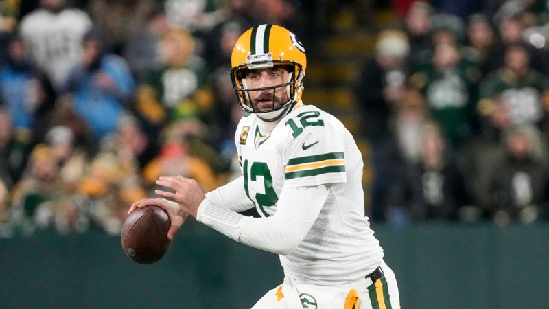 Green Bay Packers' Aaron Rodgers during an NFL football game against the Tennessee Titans Thursday, Nov. 17, 2022, in Green Bay, Wis. (AP Photo/Morry Gash)