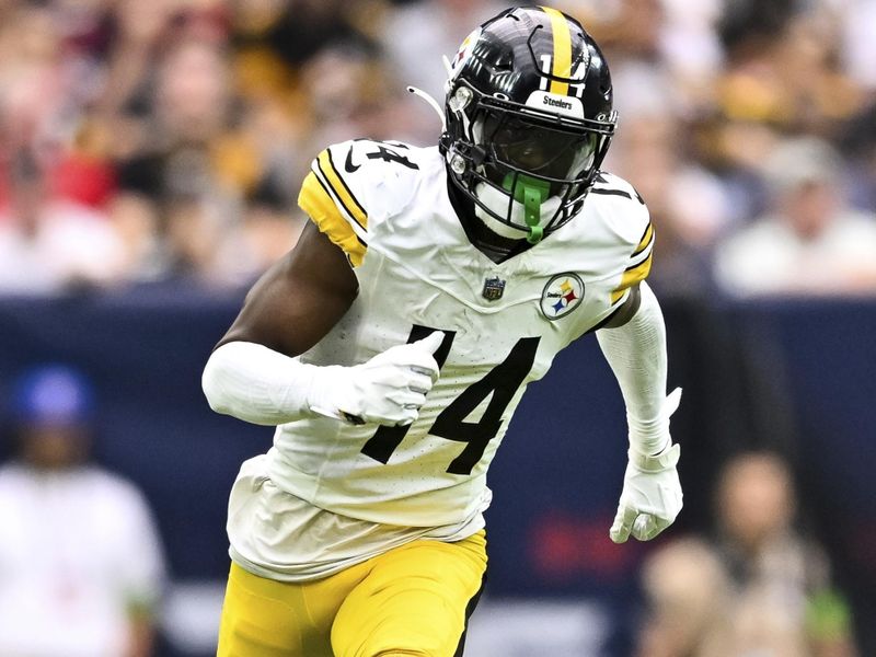 Pittsburgh Steelers wide receiver George Pickens (14) in action during the first half of an NFL football game against Houston Texans, Sunday, Oct. 1, 2023 in Houston, TX. (AP Photo/Maria Lysaker)