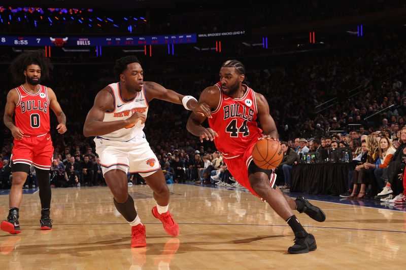 NEW YORK, NY - NOVEMBER 13: Patrick Williams #44 of the Chicago Bulls drives to the basket during the game against the New York Knicks on November 13, 2024 at Madison Square Garden in New York City, New York.  NOTE TO USER: User expressly acknowledges and agrees that, by downloading and or using this photograph, User is consenting to the terms and conditions of the Getty Images License Agreement. Mandatory Copyright Notice: Copyright 2024 NBAE  (Photo by Joe Murphy/NBAE via Getty Images)