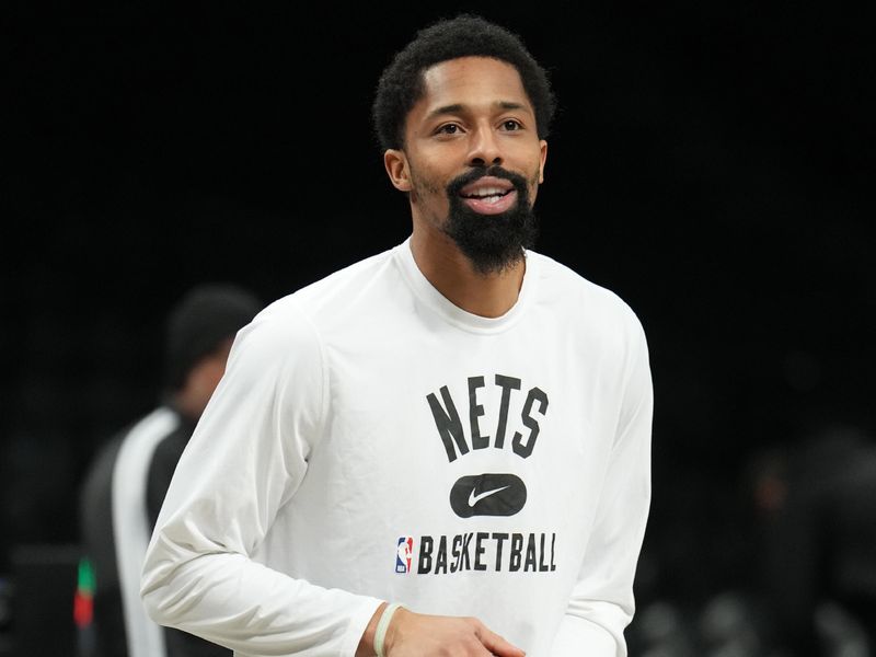 BROOKLYN, NY - FEBRUARY 7: Spencer Dinwiddie #26 of the Brooklyn Nets smiles before the game against the Phoenix Suns on February 7, 2023 at Barclays Center in Brooklyn, New York. NOTE TO USER: User expressly acknowledges and agrees that, by downloading and or using this Photograph, user is consenting to the terms and conditions of the Getty Images License Agreement. Mandatory Copyright Notice: Copyright 2023 NBAE (Photo by Jesse D. Garrabrant/NBAE via Getty Images)