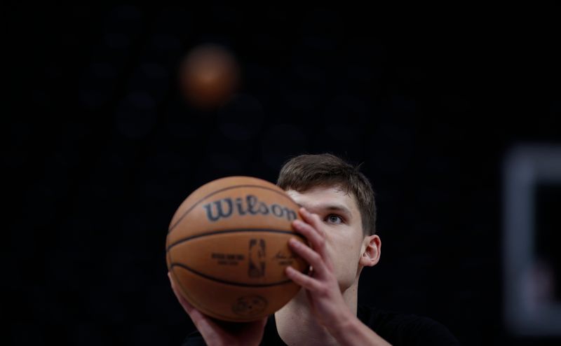 SALT LAKE CITY, UT - FEBRUARY 22: Walker Kessler #24 of the Utah Jazz keeps an eye on the basket as he shoots during warmups before their game agaisnt the Charlotte Hornets at the Delta Center on February 22, 2024 in Salt Lake City, Utah.  NOTE TO USER: User expressly acknowledges and agrees that, by downloading and or using this Photograph, User is concenting to the terms and conditions of the Getty Images license Agreement.(Photo by Chris Gardner/Getty Images)