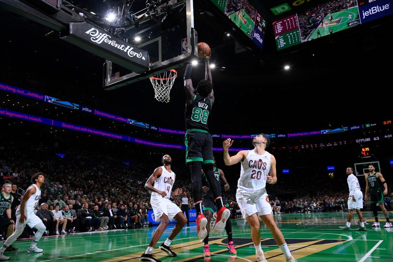 BOSTON, MA - NOVEMBER 19:   Neemias Queta #88 of the Boston Celtics dunks the ball during the game against the Cleveland Cavaliers during the Emirates NBA Cup game on November 19, 2024 at TD Garden in Boston, Massachusetts. NOTE TO USER: User expressly acknowledges and agrees that, by downloading and/or using this Photograph, user is consenting to the terms and conditions of the Getty Images License Agreement. Mandatory Copyright Notice: Copyright 2024 NBAE (Photo by Brian Babineau/NBAE via Getty Images)