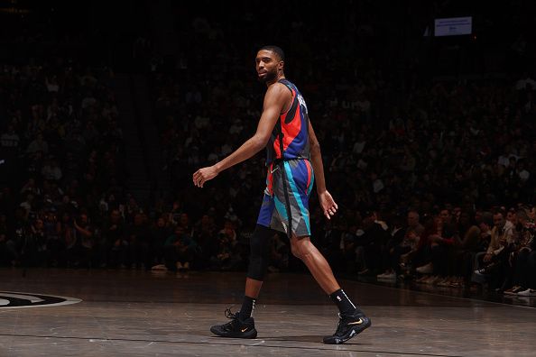 BROOKLYN, NY - NOVEMBER 19: Mikal Bridges #1 of the Brooklyn Nets looks on during the game against the Philadelphia 76ers on November 19, 2023 at Barclays Center in Brooklyn, New York. NOTE TO USER: User expressly acknowledges and agrees that, by downloading and or using this Photograph, user is consenting to the terms and conditions of the Getty Images License Agreement. Mandatory Copyright Notice: Copyright 2023 NBAE (Photo by Nathaniel S. Butler/NBAE via Getty Images)