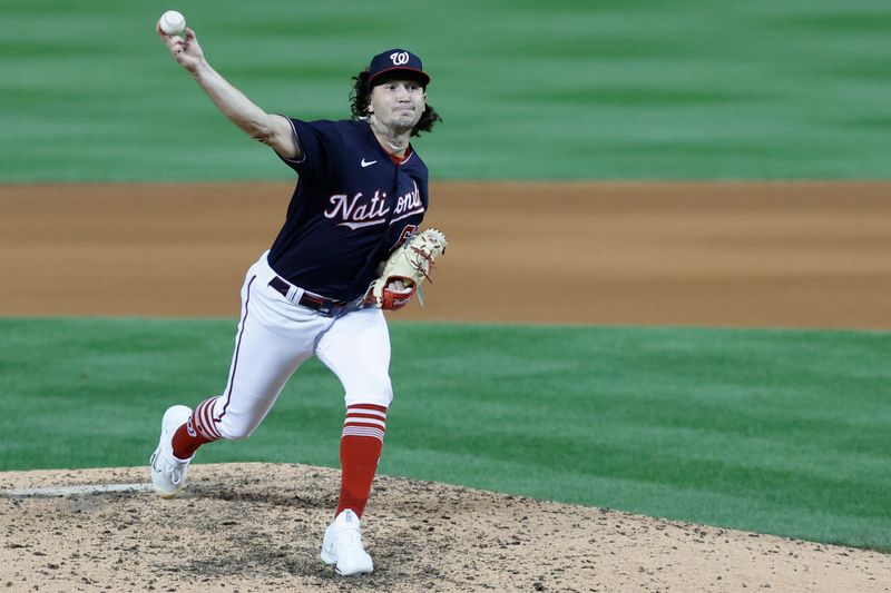 Sep 18, 2023; Washington, District of Columbia, USA; Washington Nationals relief pitcher Thaddeus Ward (68) pitches against the Chicago White Sox during the ninth inning at Nationals Park. Mandatory Credit: Geoff Burke-USA TODAY Sports