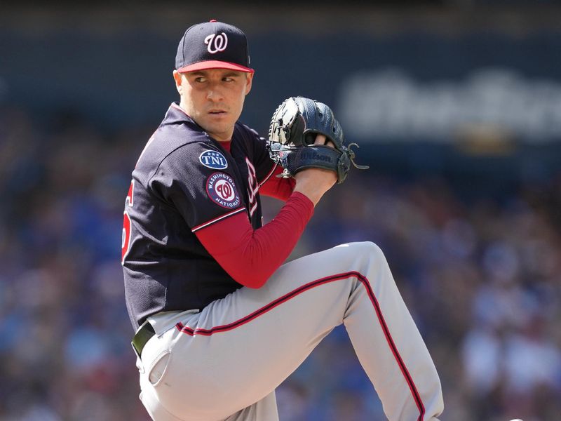 Aug 30, 2023; Toronto, Ontario, CAN; Washington Nationals starting pitcher Patrick Corbin (46) throws a pitch against the Toronto Blue Jays during the first inning at Rogers Centre. Mandatory Credit: Nick Turchiaro-USA TODAY Sports