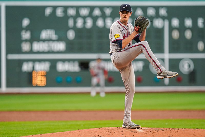 Jun 4, 2024; Boston, Massachusetts, USA; Atlanta Braves starting pitcher Max Fried (54) throws a pitch against the Boston Red Sox in the first inning at Fenway Park. Mandatory Credit: David Butler II-USA TODAY Sports