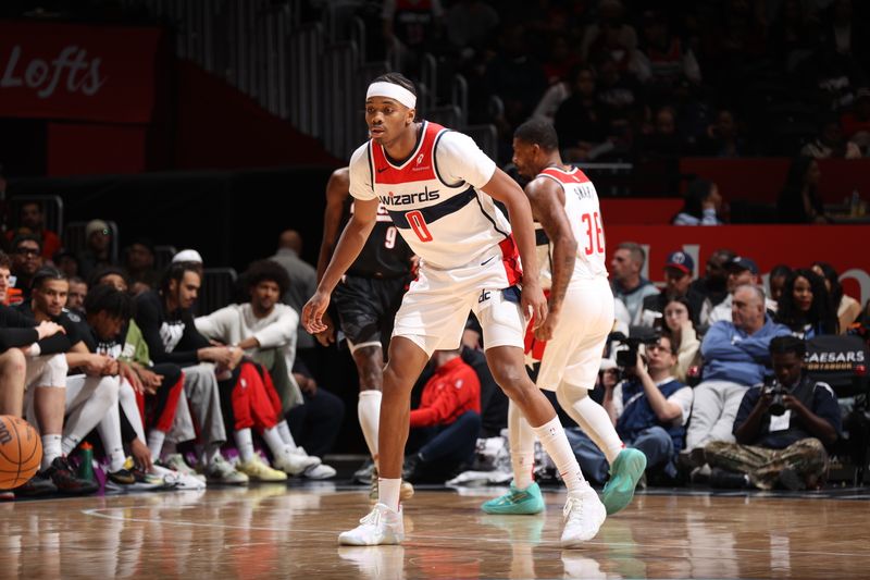 WASHINGTON, DC -? FEBRUARY 26: Bilal Coulibaly #0 of the Washington Wizards looks on during the game against the Portland Trail Blazers on February 26, 2025 at Capital One Arena in Washington, DC. NOTE TO USER: User expressly acknowledges and agrees that, by downloading and or using this Photograph, user is consenting to the terms and conditions of the Getty Images License Agreement. Mandatory Copyright Notice: Copyright 2025 NBAE (Photo by Stephen Gosling/NBAE via Getty Images)