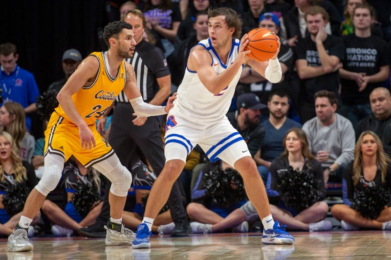 Feb 11, 2023; Boise, Idaho, USA; Boise State Broncos forward Tyson Degenhart  during the first half against the Wyoming Cowboys at ExtraMile Arena. Mandatory Credit: Brian Losness-USA TODAY Sports

