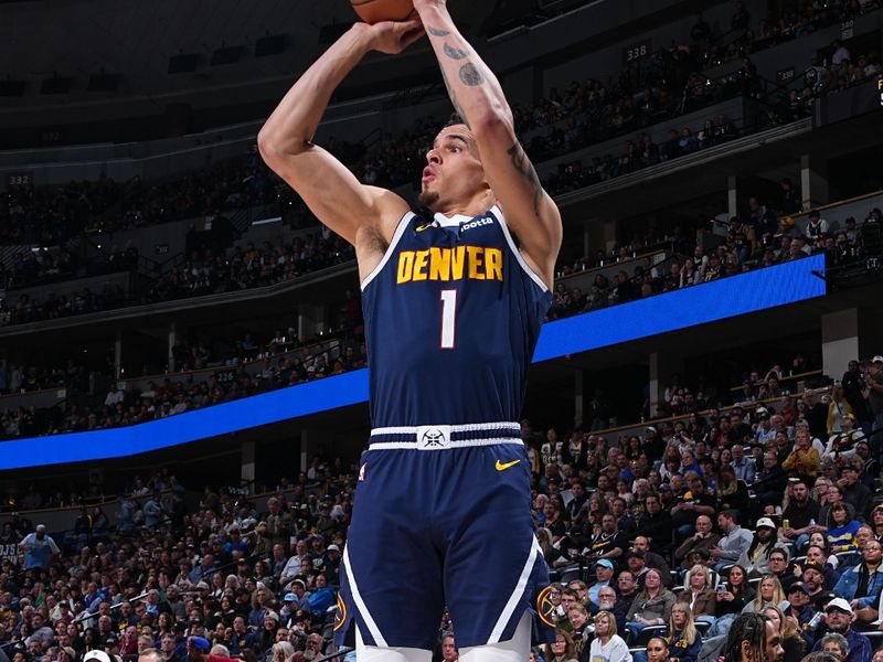 DENVER, CO - APRIL 10: Michael Porter Jr. #1 of the Denver Nuggets shoots the ball during the game against the Minnesota Timberwolves on April 10, 2024 at the Ball Arena in Denver, Colorado. NOTE TO USER: User expressly acknowledges and agrees that, by downloading and/or using this Photograph, user is consenting to the terms and conditions of the Getty Images License Agreement. Mandatory Copyright Notice: Copyright 2024 NBAE (Photo by Garrett Ellwood/NBAE via Getty Images)