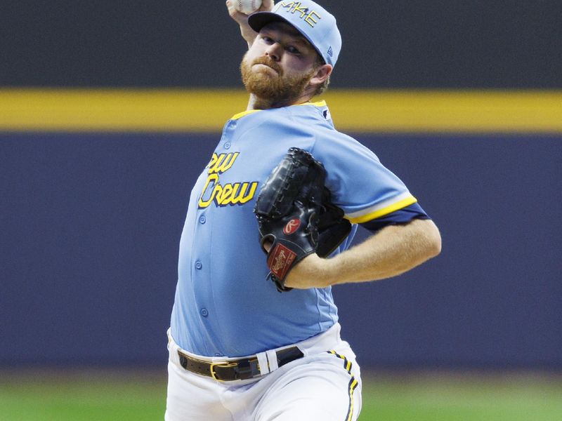 Apr 7, 2023; Milwaukee, Wisconsin, USA;  Milwaukee Brewers pitcher Brandon Woodruff (53) throws a pitch during the first inning against the St. Louis Cardinals at American Family Field. Mandatory Credit: Jeff Hanisch-USA TODAY Sports