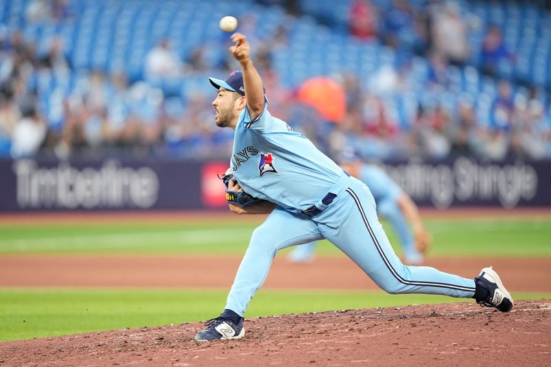 May 30, 2023; Toronto, Ontario, CAN; Toronto Blue Jays starting pitcher Yusei Kikuchi (16) pitches to the Milwaukee Brewers during the fourth inning at Rogers Centre. Mandatory Credit: John E. Sokolowski-USA TODAY Sports