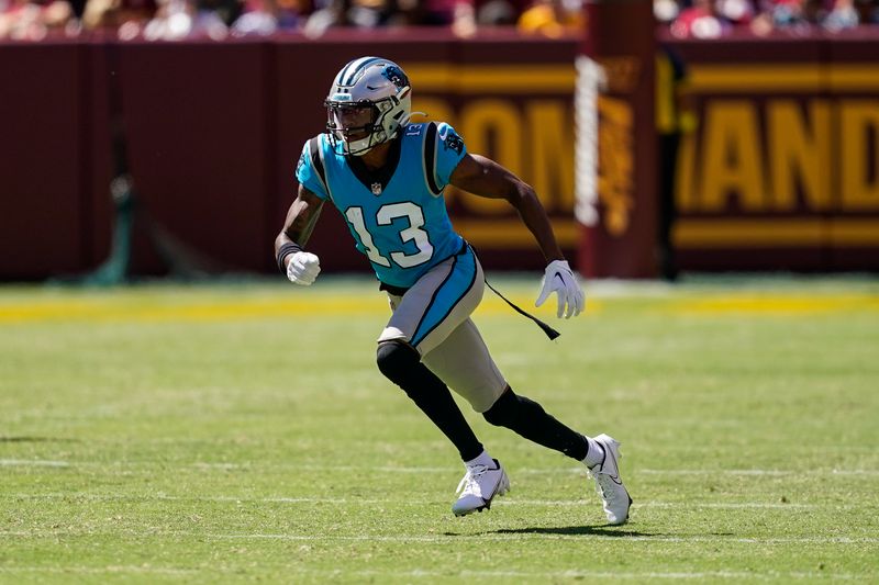 Carolina Panthers wide receiver Ra'Shaun Henry (13) in action during the second half of an NFL preseason football game against the Washington Commanders, Saturday, Aug. 13, 2022, in Landover, Md. The Panthers won 23-21. (AP Photo/Alex Brandon)