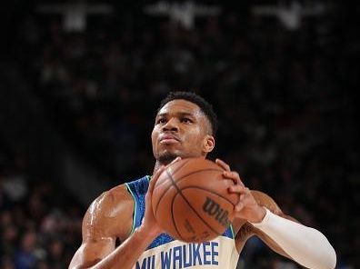 MILWAUKEE, WI - DECEMBER 2: Giannis Antetokounmpo #34 of the Milwaukee Bucks shoots a free throw during the game against the Atlanta Hawks on December 2, 2023 at the Fiserv Forum Center in Milwaukee, Wisconsin. NOTE TO USER: User expressly acknowledges and agrees that, by downloading and or using this Photograph, user is consenting to the terms and conditions of the Getty Images License Agreement. Mandatory Copyright Notice: Copyright 2023 NBAE (Photo by Gary Dineen/NBAE via Getty Images).