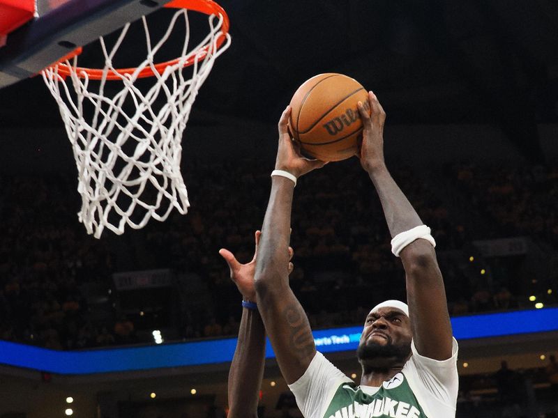 INDIANAPOLIS, IN - APRIL 26:  Bobby Portis #9 of the Milwaukee Bucks drives to the basket during the game against the Indiana Pacers during Round 1 Game 3 of the 2024 NBA Playoffs on April 26, 2024 at Gainbridge Fieldhouse in Indianapolis, Indiana. NOTE TO USER: User expressly acknowledges and agrees that, by downloading and or using this Photograph, user is consenting to the terms and conditions of the Getty Images License Agreement. Mandatory Copyright Notice: Copyright 2024 NBAE (Photo by Ron Hoskins/NBAE via Getty Images)