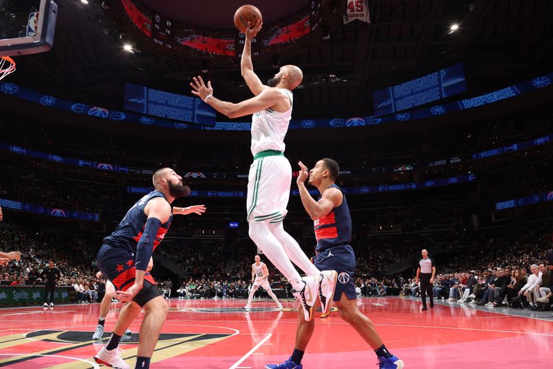 WASHINGTON, DC -? NOVEMBER 22: Derrick White #9 of the Boston Celtics drives to the basket during the game against the Washington Wizards during the Emirates NBA Cup game on November 22, 2024 at Capital One Arena in Washington, DC. NOTE TO USER: User expressly acknowledges and agrees that, by downloading and or using this Photograph, user is consenting to the terms and conditions of the Getty Images License Agreement. Mandatory Copyright Notice: Copyright 2024 NBAE (Photo by Stephen Gosling/NBAE via Getty Images)