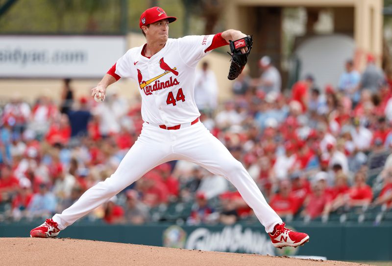 Mar 7, 2024; Jupiter, Florida, USA;  St. Louis Cardinals starting pitcher Kyle Gibson (44) pitches against the Houston Astros in the first inning at Roger Dean Chevrolet Stadium. Mandatory Credit: Rhona Wise-USA TODAY Sports